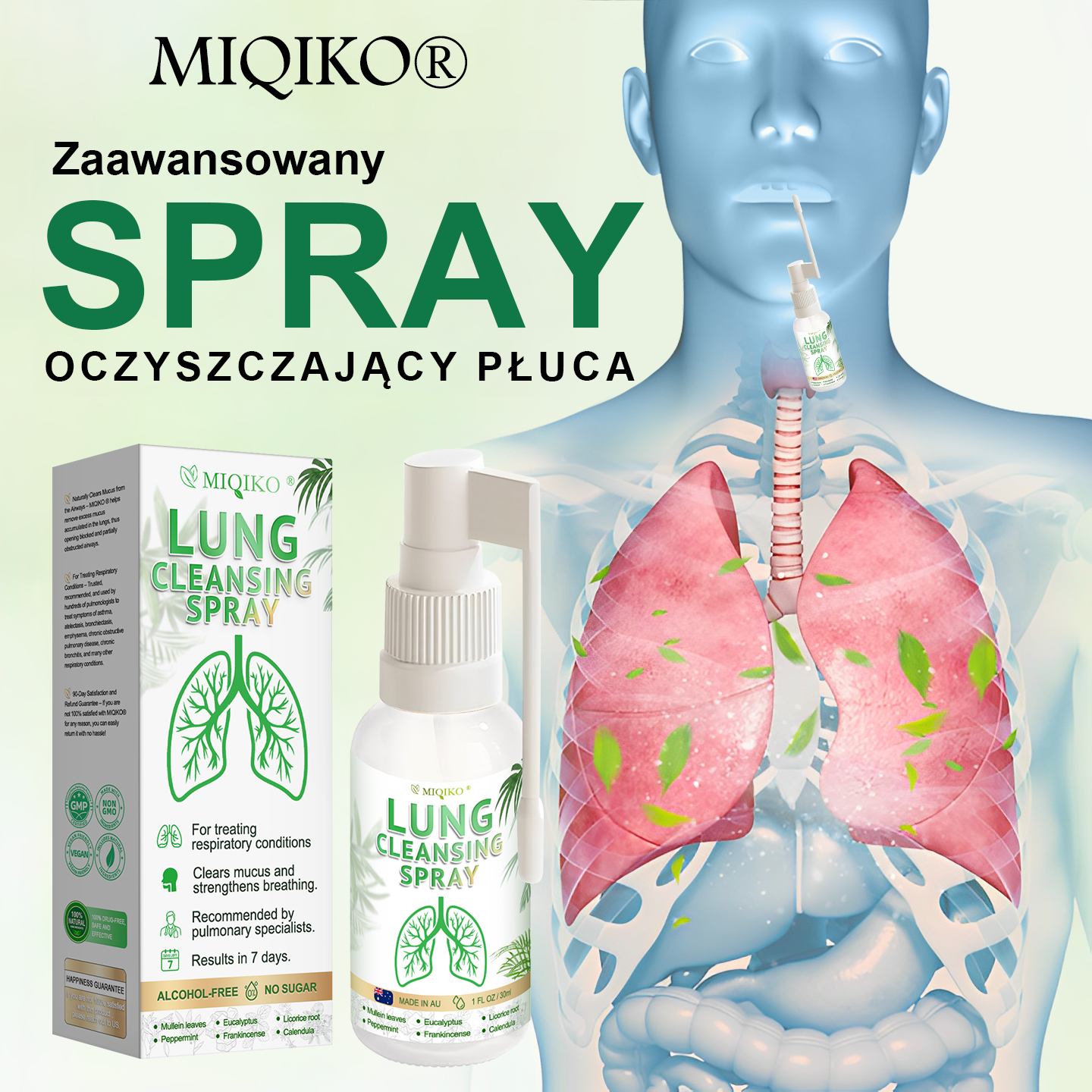 [Oficjalny flagowy sklep marki]👨‍⚕️MIQIKO® Zaawansowany spray oczyszczający płuca (☘️zalecany przez specjalistów od płuc☘️)