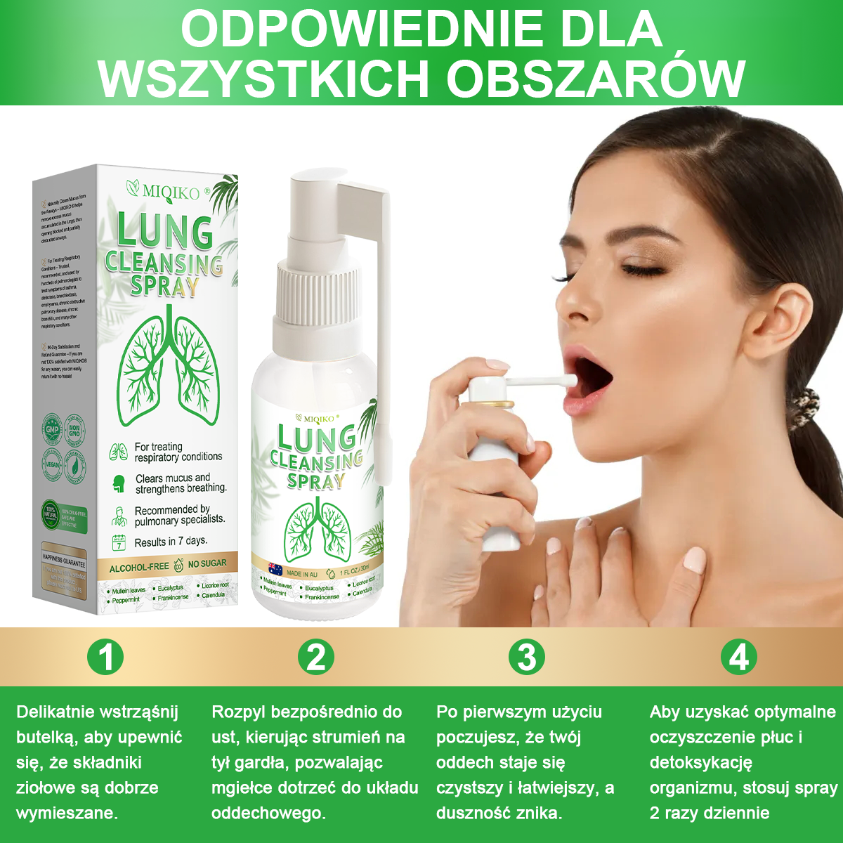 [Oficjalny flagowy sklep marki]👨‍⚕️MIQIKO® Zaawansowany spray oczyszczający płuca (☘️zalecany przez specjalistów od płuc☘️)